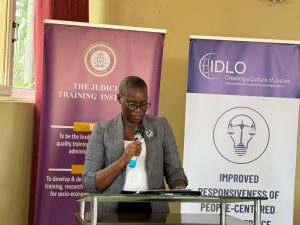 Jane Okuo Kajuga, giving her closing remarks.