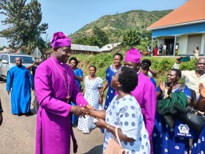 Archbishop Stephen Kazimba Mugalu being welcomed in Ruwenzori on Tuesday 